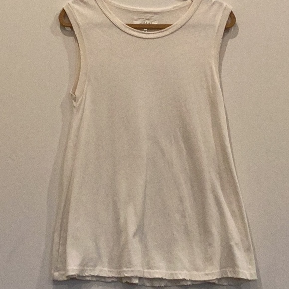NWOT. The Great Ivory 100% Cotton raw edge A line loose fitting tank top. - Picture 2 of 5